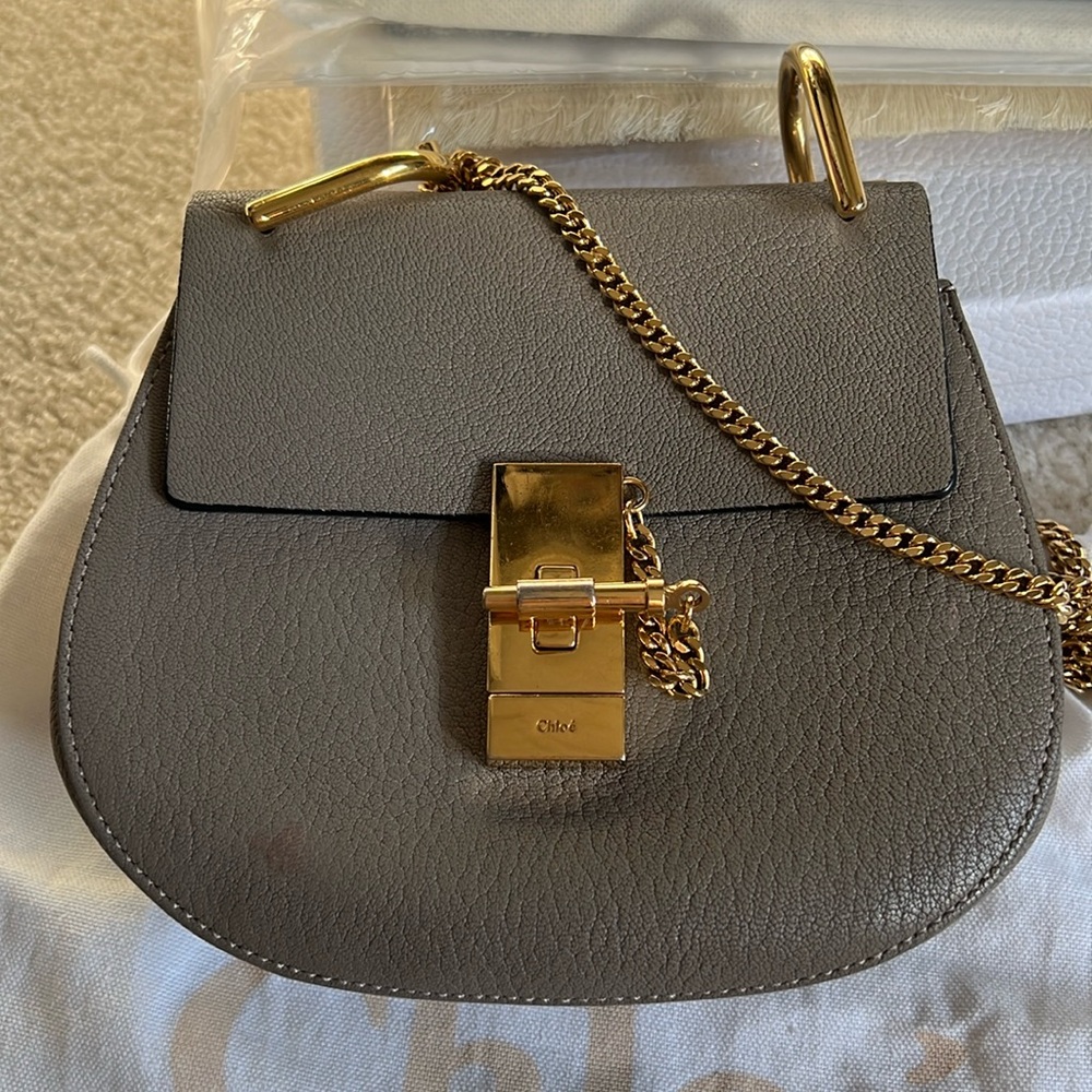 Chloé Drew leather crossbody bag - Beige, Leather
